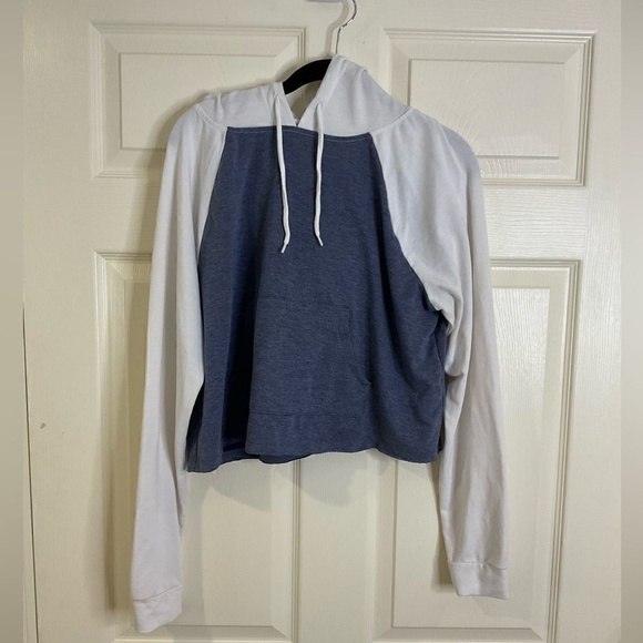 Mossimo Blue and White Crop lightweight Mossimo Blue & White Hoodie Size L - Picture 1 of 4